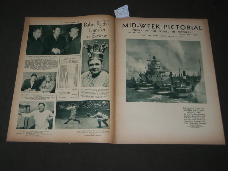 1935 MAR 9 MID-WEEK PICTORIAL MAGAZINE SECTION - GABLE-COLBERT - RUTH - J 3195