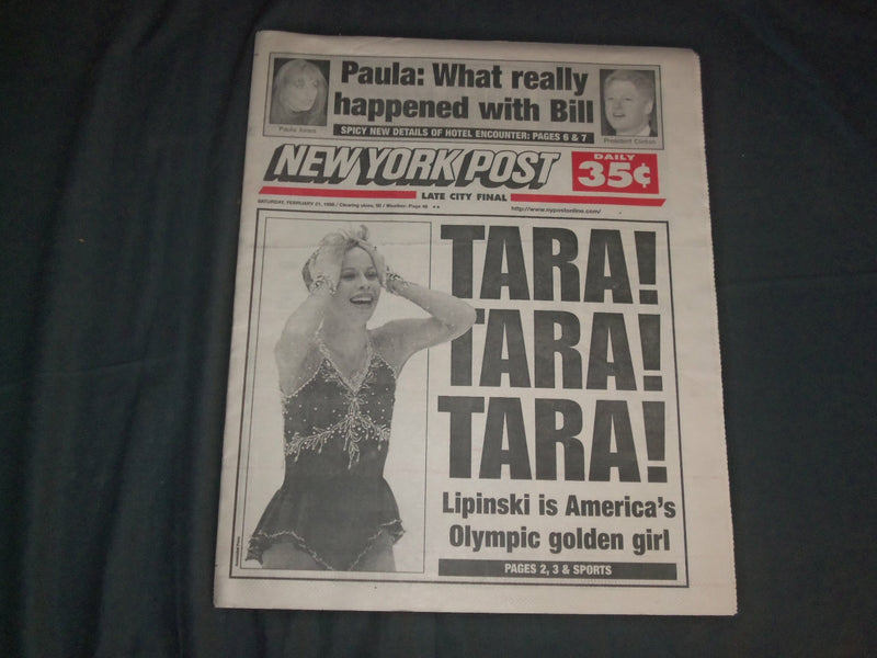 1998 FEBRUARY 21 NEW YORK POST NEWSPAPER - TARA LIPINSKI WINS GOLD MEDAL-NP 4121