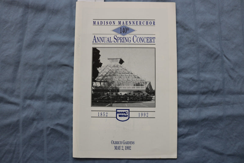 1992 MADISON MAENNERCHOR 140TH ANNUAL SPRING CONCERT PROGRAM - K 2953
