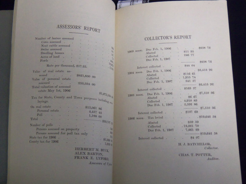 1907 UPTON TOWN OFFICERS ANNUAL REPORT - MASSACHUSETTS - J 8806