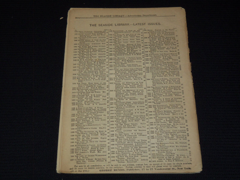 1881 JANUARY 4 SEASIDE LIBRARY ISSUE NO. 900 - CHARLES DICKENS - J 7925