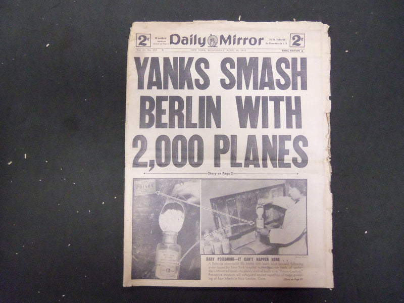 1944 APR 19 NEW YORK DAILY MIRROR-YANKS SMASH BERLIN WITH 2,000 PLANES - NP 2200