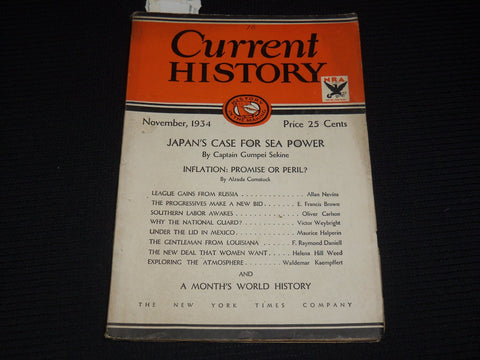 1934 NOVEMBER CURRENT HISTORY MAGAZINE - ALLAN NEVINS - JAPAN'S CASE - SP 4862O