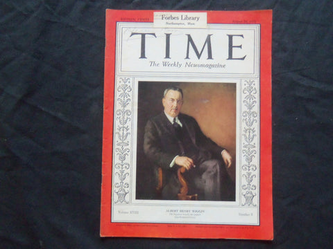 1931 AUGUST 24 TIME MAGAZINE - ALBERT HENRY WIGGIN - T 287