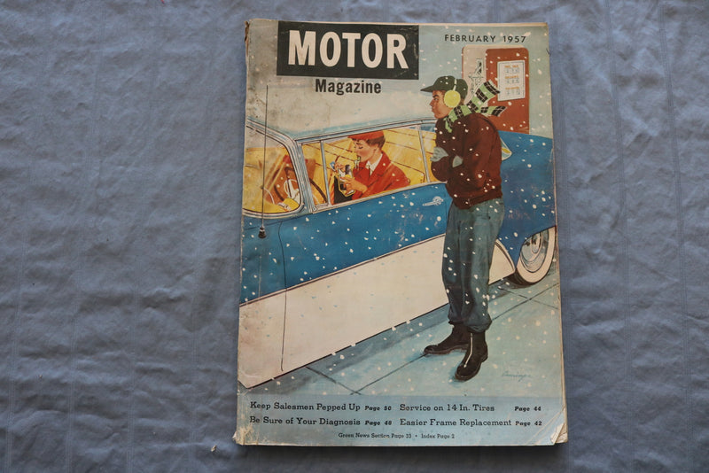 1957 FEBRUARY MOTOR MAGAZINE - A GREAT ILLUSTRATION COVER - SP 1196K