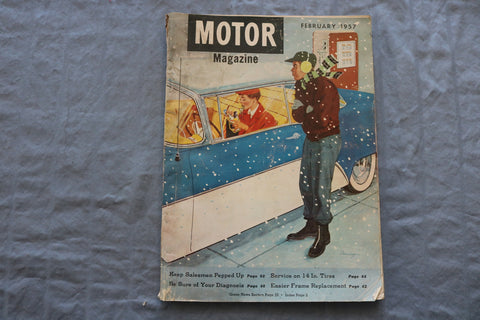 1957 FEBRUARY MOTOR MAGAZINE - A GREAT ILLUSTRATION COVER - SP 1196K