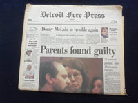 1996 MAY 10 DETROIT FREE PRESS NEWSPAPER -DENNY MCLAIN IN TROUBLE AGAIN- NP 7282