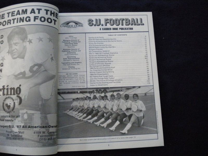 1984 SEPTEMBER 22 FOOTBALL PROGRAM - SYRACUSE UNIV VS RUTGERS UNIV - SP 3624P