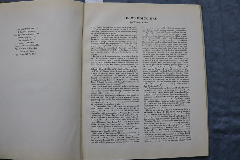 1960 PICTURE BOOK OF PRINCESS MARGARET'S WEDDING HARDCOVER BOOK - KD 9368