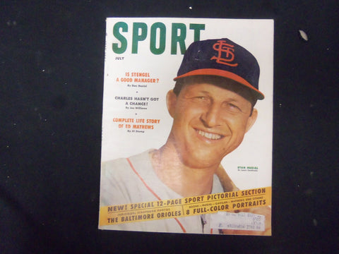 1954 JULY SPORT MAGAZINE - STAN MUSIAL COVER - GREAT PHOTOS - ST 3512
