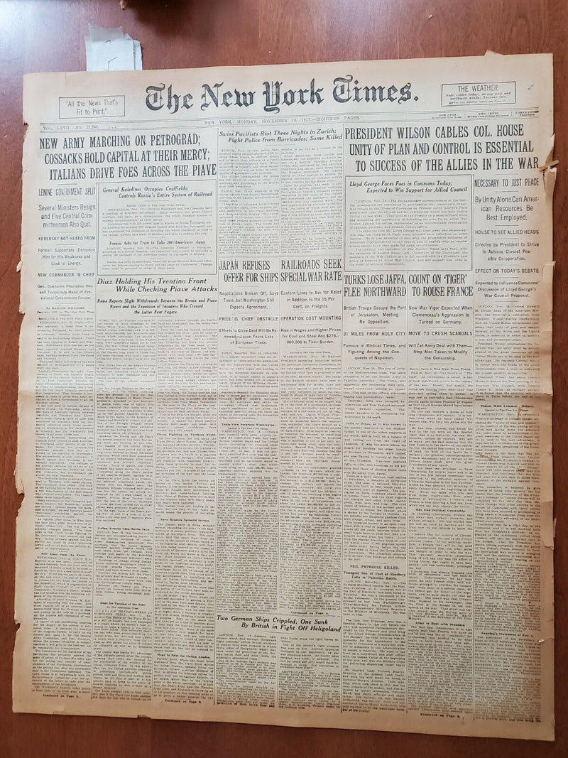 1917 NOVEMBER 19 NEW YORK TIMES - NEW ARMY MARCHING ON PETROGRAD - NT 8083