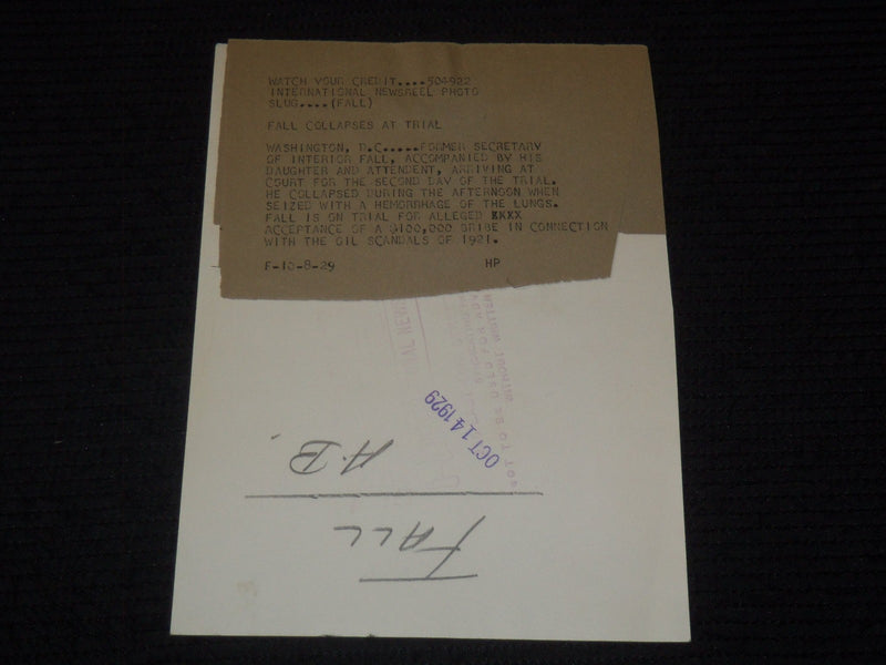 1929 ALBERT FALL ORIGINAL WIRE PHOTO - 6