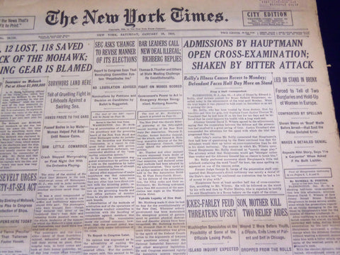 1935 JAN 26 NEW YORK TIMES - ADMISSIONS BY HAUPTMANN CROSS EXAMINATION - NT 3825