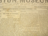 1850 OCTOBER 5 BOSTON MUSEUM NEWSPAPER - JENNY LIND CONCERT IN BOSTON - NP 9051