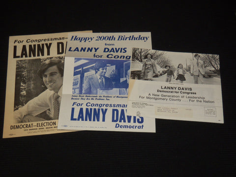 1976 LANNY DAVIS FOR CONGRESS CAMPAIGN LOT OF 3 - J 9549