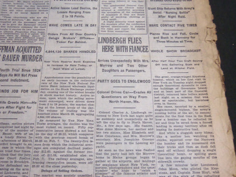 1929 MAY 23 NEW YORK TIMES - LINDBERGH FLIES HERE WITH FIANCEE - NT 6867