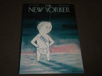 1960 DECEMBER 31 NEW YORKER MAGAZINE FRONT COVER ONLY - GREAT ART FOR FRAMING