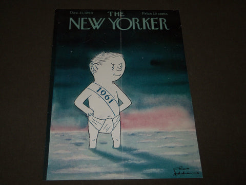 1960 DECEMBER 31 NEW YORKER MAGAZINE FRONT COVER ONLY - GREAT ART FOR FRAMING