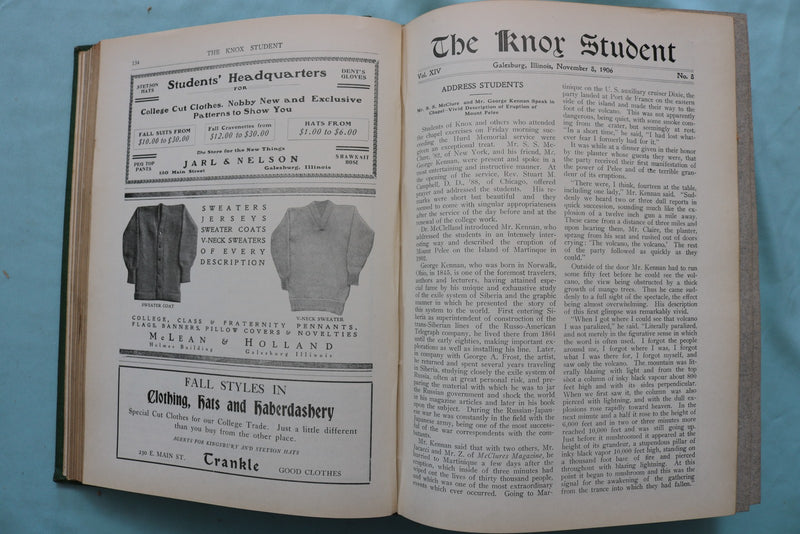1904-1907 THE KNOX STUDENT HARDCOVER BOOKS - 2 VOLUMS - GALESBURG, IL - KD 9683