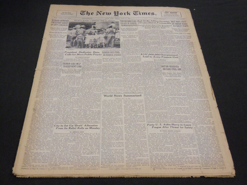 1950 MAY 12 NEW YORK TIMES - PRESIDENT DEDICATES GRAND COULEE DAM - NT 4570