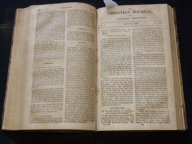 1820 THE CHRISTIAN JOURNAL AND LITERARY REGISTER VOLUME NO. 4 - KD 7670