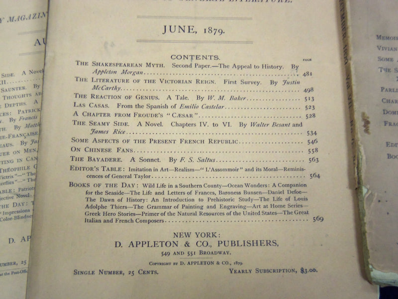 1879 APPLETON'S JOURNAL MAGAZINE LOT OF 11 ISSUES - SPENCER WALPOLE - WR 689