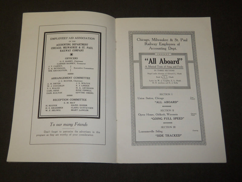1921 APRIL ALL ABOARD PROGRAM - ACCOUNTING DEPT CHICAGO - MILWAUKEE - J 3492