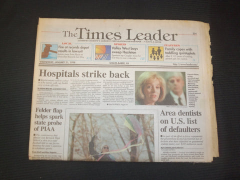 1998 JANUARY 21 WILKES-BARRE TIMES LEADER - HOSPITALS STRIKE BACK - NP 7491