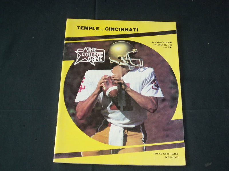 1982 OCTOBER 30 TEMPLE VS. CINCINNATI FOOTBALL PROGRAM - J 3751