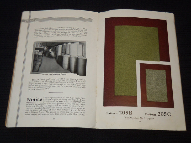 1920'S OLSON RUG COMPANY YOUR NEW VELVETY RUG CATALOG - CHICAGO - J 7557