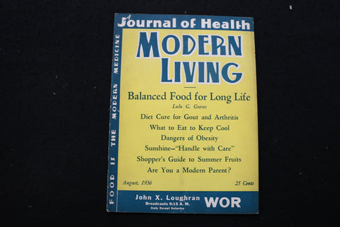 1936 AUGUST MODERN LIVING MAGAZINE - BALANCED FOOD FOR LONG LIFE COVER - B 3428Q