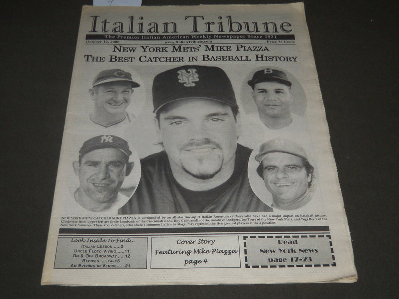 2000 OCTOBER 12 ITALIAN TRIBUNE NEWSPAPER - MIKE PIAZZA - BERRA - NP 2562
