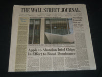 2020 JUNE 23 THE WALL STREET JOURNAL NEWSPAPER - APPLE TO ABANDON INTEL CHIPS