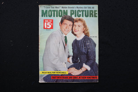 1956 JAN MOTION PICTURE MAGAZINE - EDDIE FISHER-DEBBIE REYNOLDS COVER - E 24271