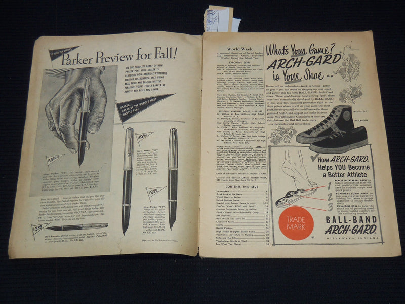 1951 SEPTEMBER 19 WORLD WEEK MAGAZINE - LOU GROZA - COCA-COLA AD - J 7445