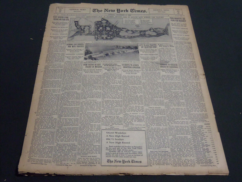 1936 DECEMBER 6 NEW YORK TIMES GENERAL NEWS - VAST QUEENS PARK RISING - NT 7003