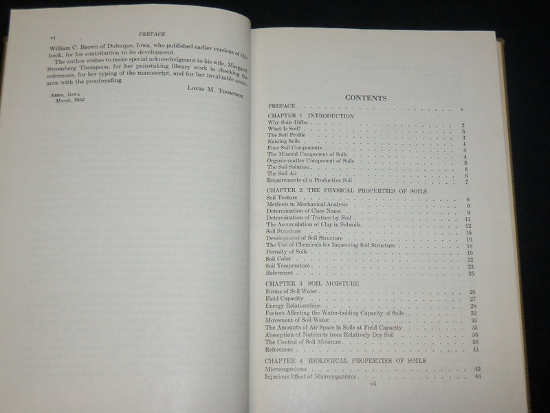 1952 SOILS AND SOIL FERTILITY HARDCOVER BOOK BY LOUIS THOMPSON - KD 6444