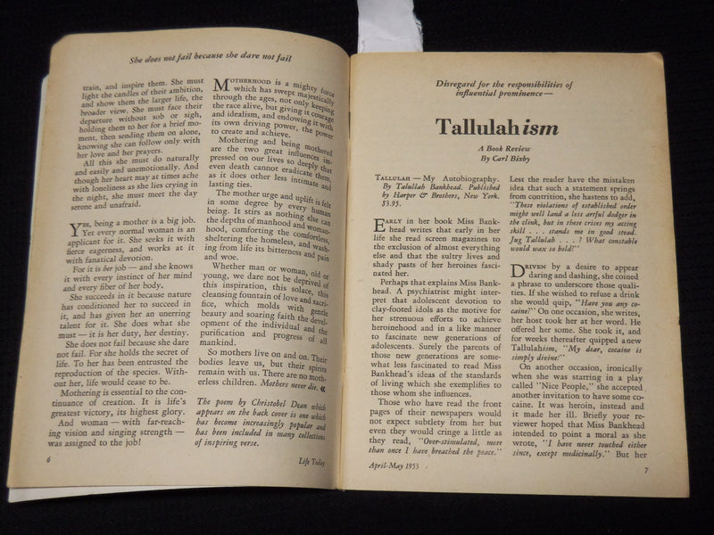 1953 APRIL/MAY LIFE TODAY DIGEST MAGAZINE - TALLULAHISM - K 2