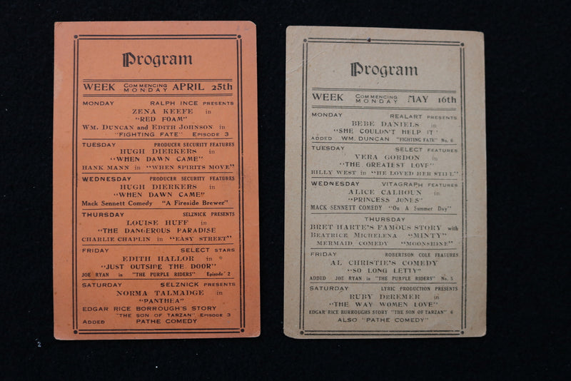 1920'S NIXON'S JUMBO MOVIE CARDS - LOT OF 2 - K 1969