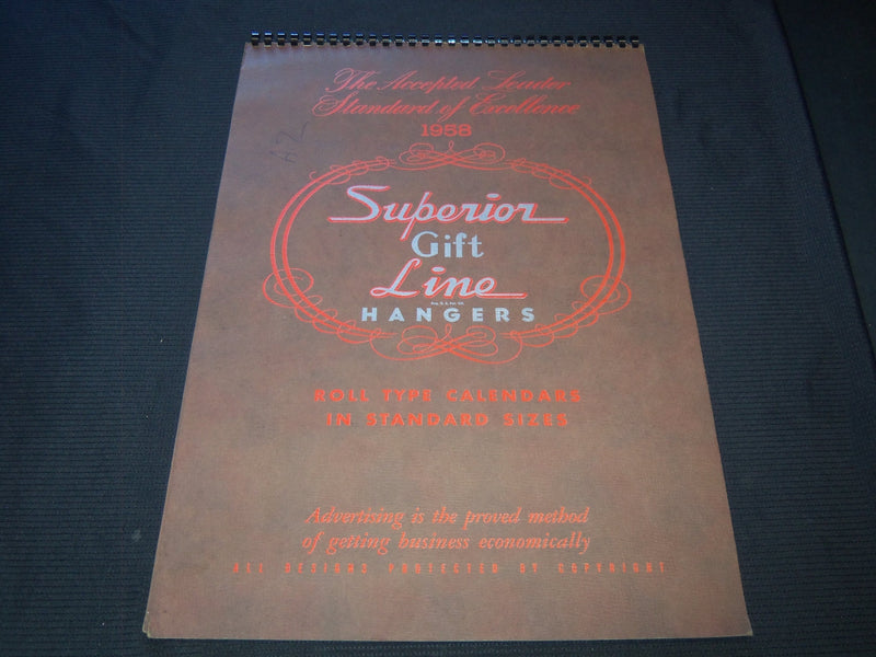 1958 SUPERIOR GIFT LINE HANGERS CALENDAR SALESMAN SAMPLE SHEETS BOOK - C 6