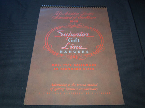 1958 SUPERIOR GIFT LINE HANGERS CALENDAR SALESMAN SAMPLE SHEETS BOOK - C 6
