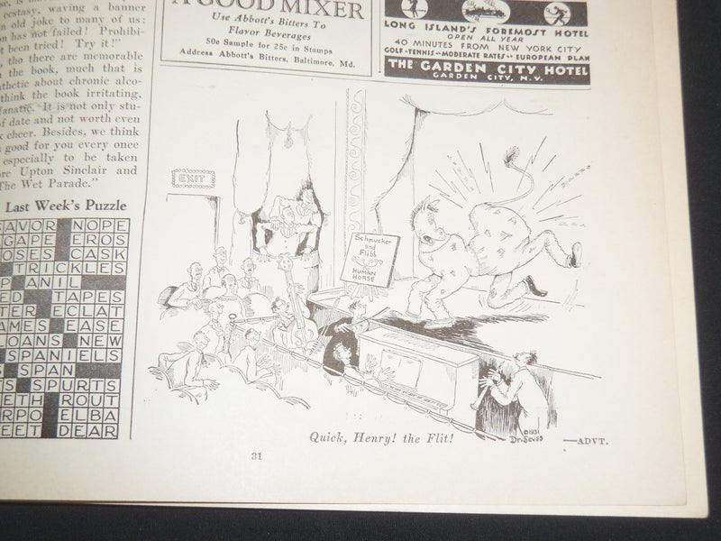1931 OCTOBER 24 JUDGE MAGAZINE - DR. SEUSS ILLUSTRATION INSIDE - ST 5705