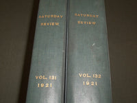 1921 SATURDAY REVIEW 2 BOUND VOLUMES - COMPLETE YR- PUBLISHED IN LONDON - R 1136