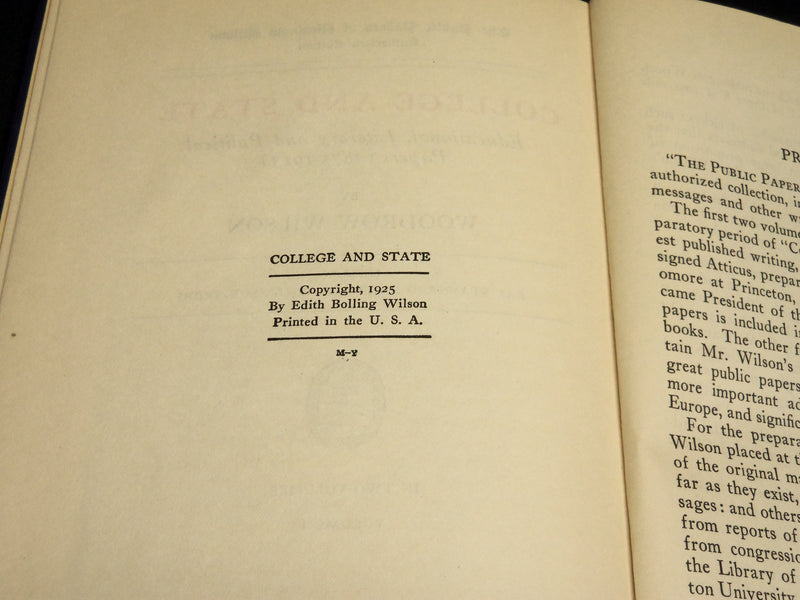 1925 THE PUBLIC PAPERS OF WOODROW WILSON COLLEGE & STATE VOLUME 1 & 2 - KD 1434