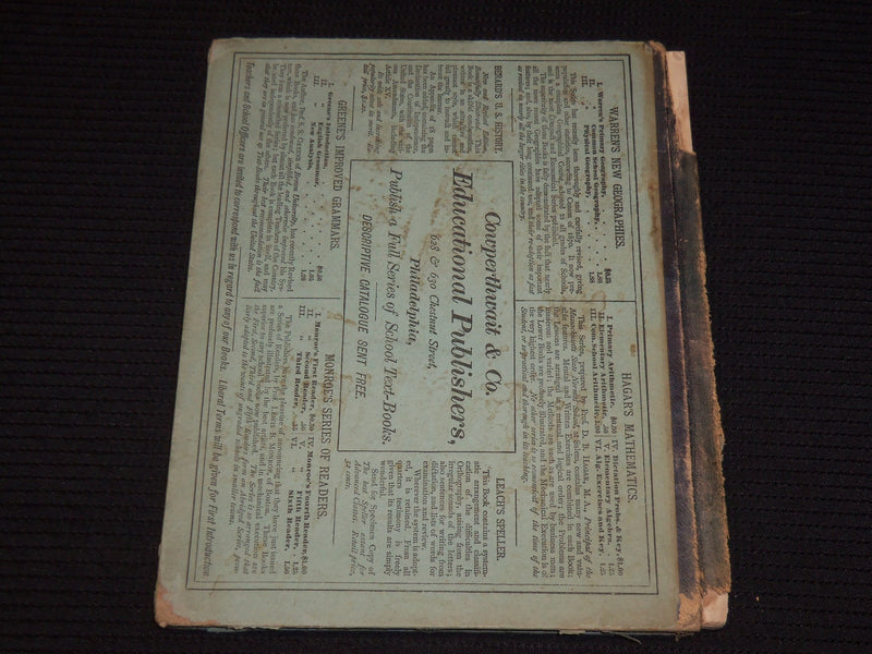 1874 WARREN'S NEW PRIMARY GEOGRAPYH BOOK - NICE COLOR MAPS - KD 2951D