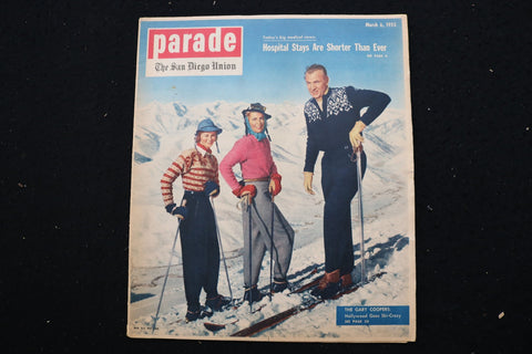 1955 MARCH 6 PARADE MAGAZINE - GARY COOPER AND FAMILY COVER - E 25661