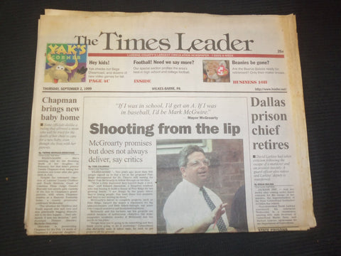 1999 SEP 2 WILKES-BARRE TIMES LEADER - TOM MCGROARTY-SHOOTING FROM LIP - NP 7471