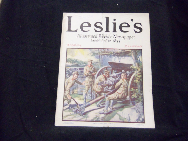 1915 OCTOBER 21 LESLIE'S WEEKLY MAGAZINE - WAITING FOR THE RANGE - ST 1345