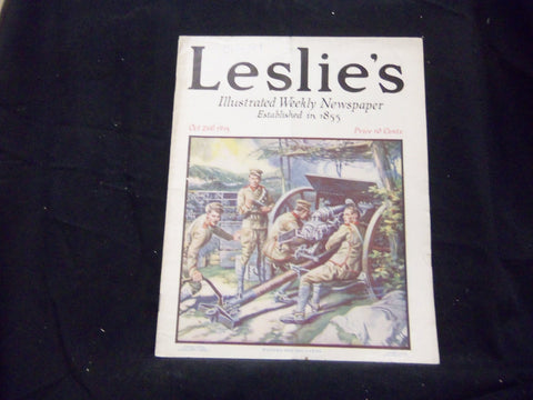 1915 OCTOBER 21 LESLIE'S WEEKLY MAGAZINE - WAITING FOR THE RANGE - ST 1345