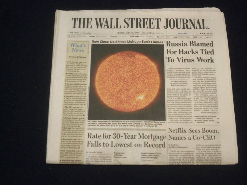 2020 JULY 17 WALL STREET JOURNAL - RUSSIA BLAMED FOR HACKS TIED TO VIRUS WORK